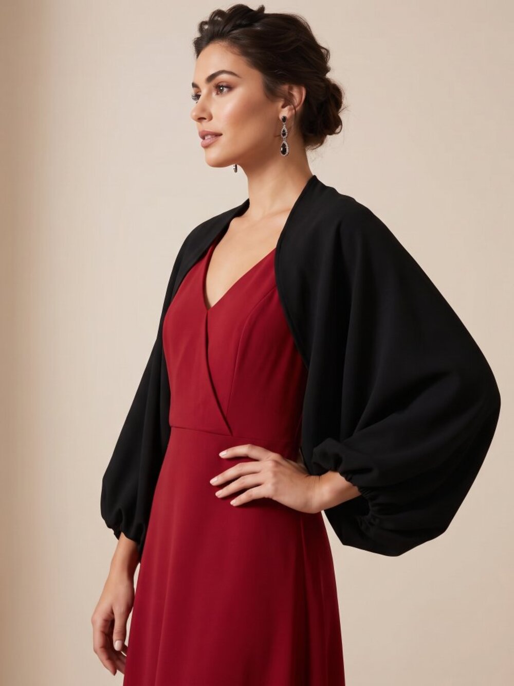 Donna Karan New York Bolero Shrug Open Front Puff Sleeve M L NWT Whimsical Fairy